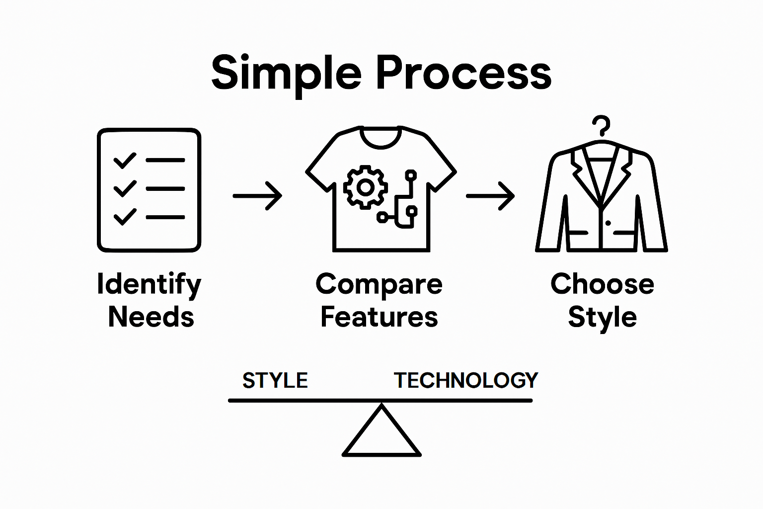 Infographic of tech apparel selection steps