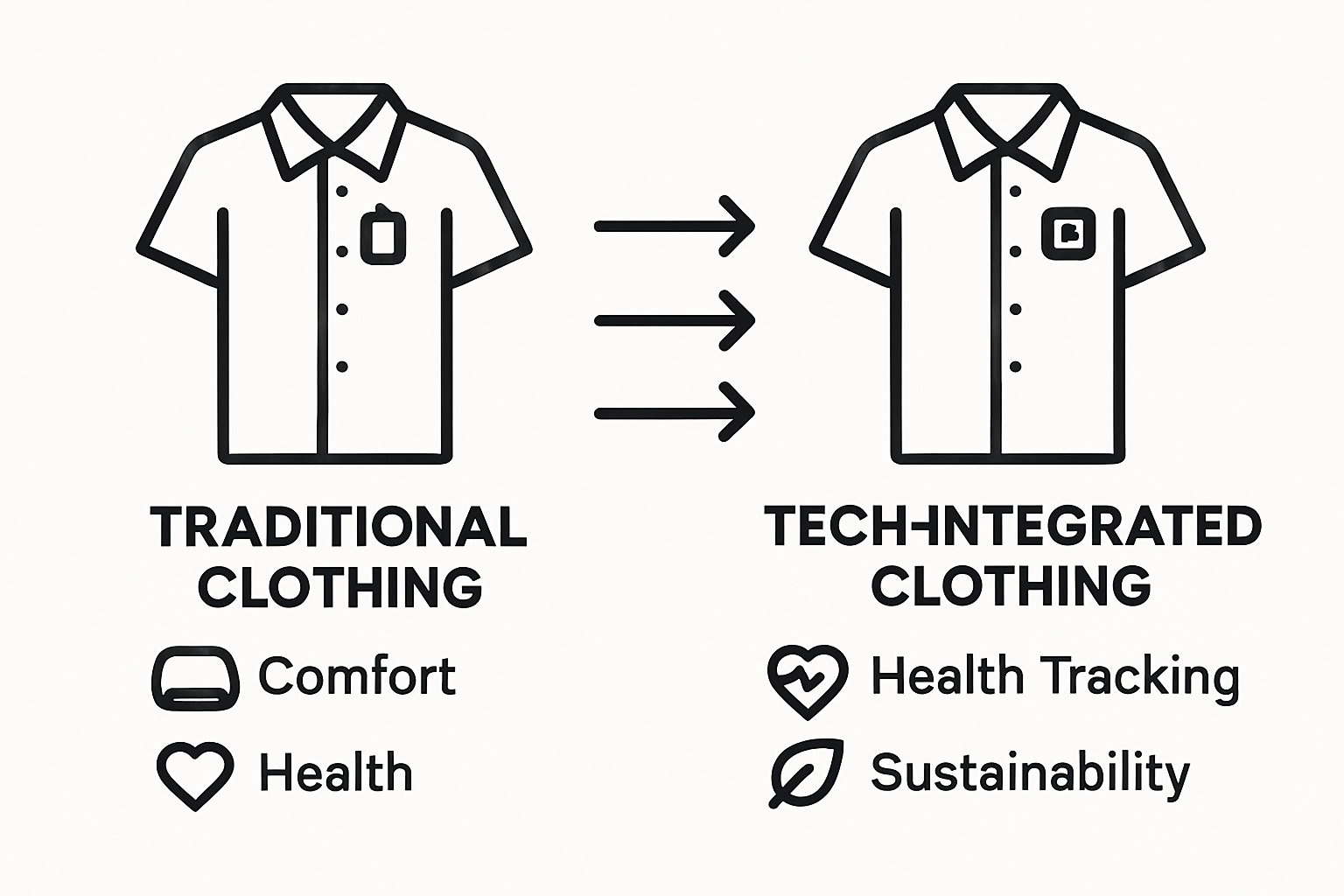 Infographic comparing traditional and tech clothing