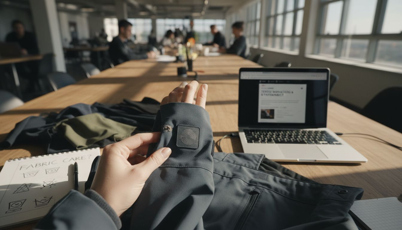 Hand inspecting techwear smart fabric sleeve