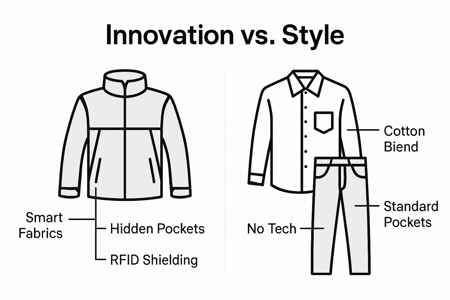 Infographic comparing techwear and traditional fashion