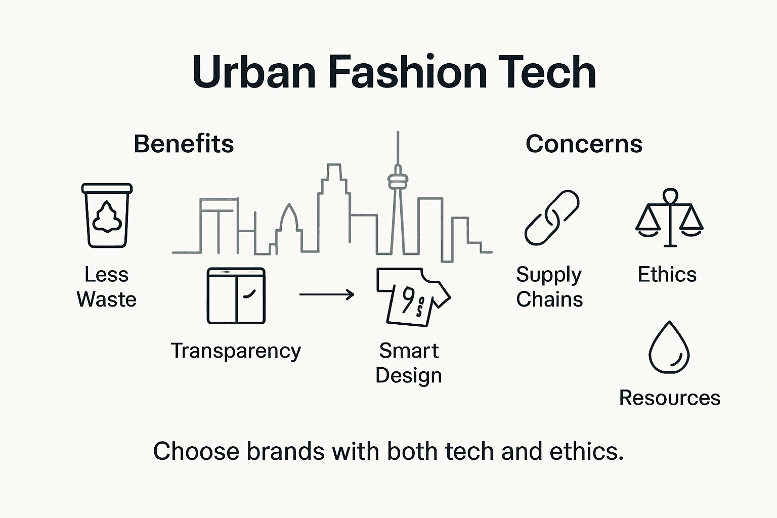 Infographic on benefits and concerns of sustainable fashion tech