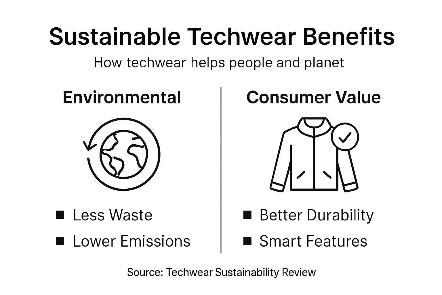 Infographic showing sustainable techwear’s benefits