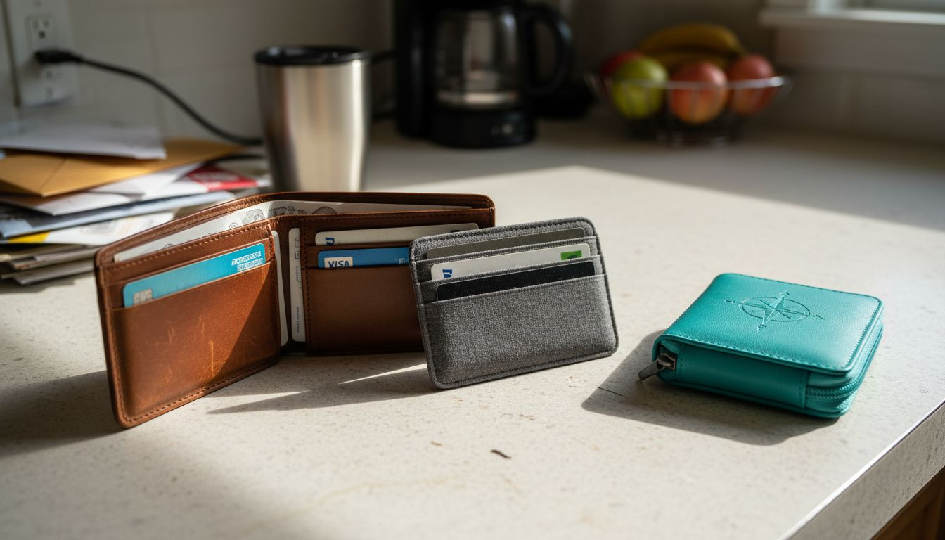 RFID-blocking wallets on kitchen counter