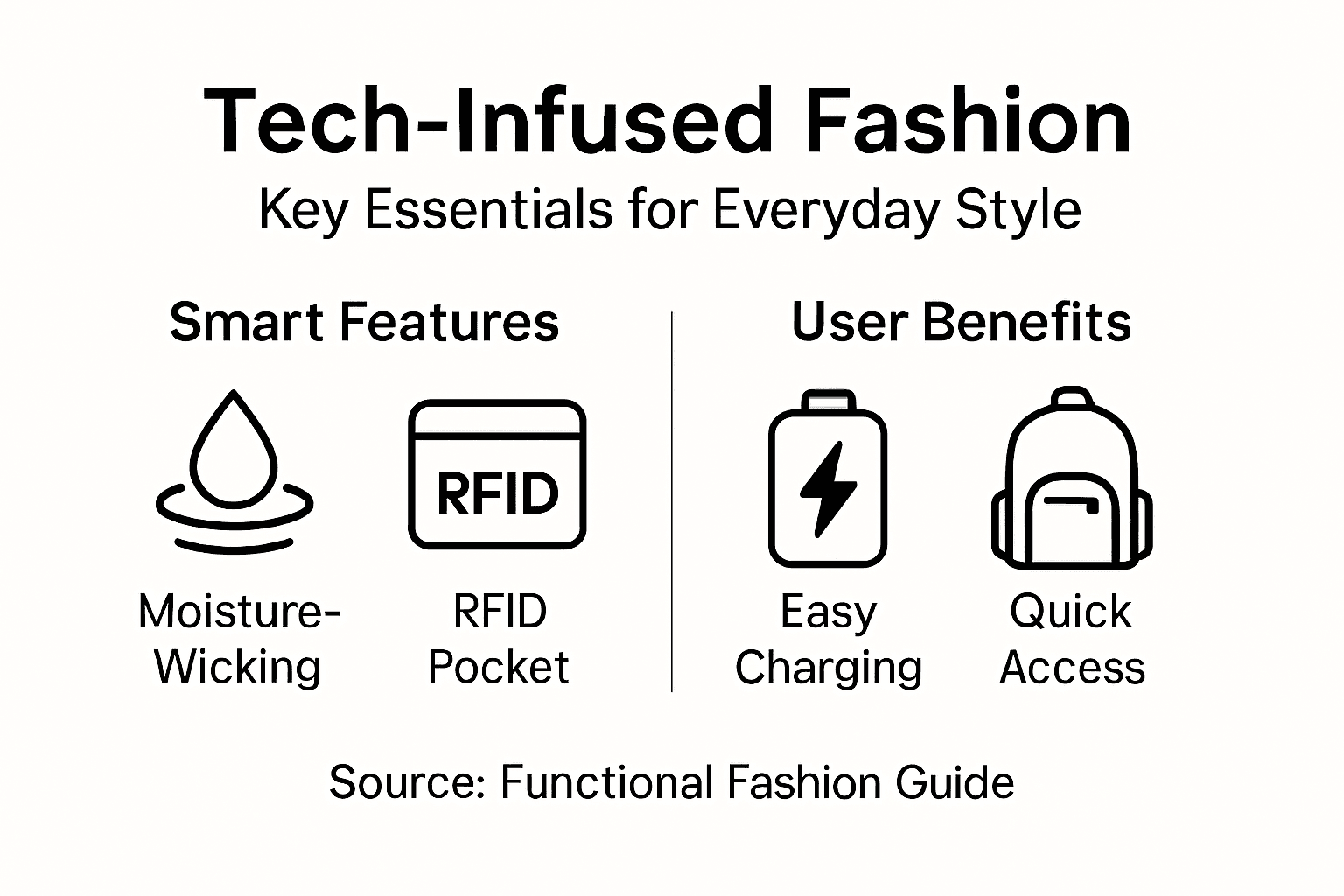 Infographic showing tech essentials for functional fashion