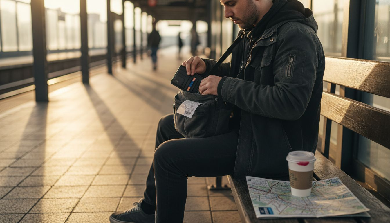 Urban commuter with RFID tech accessories