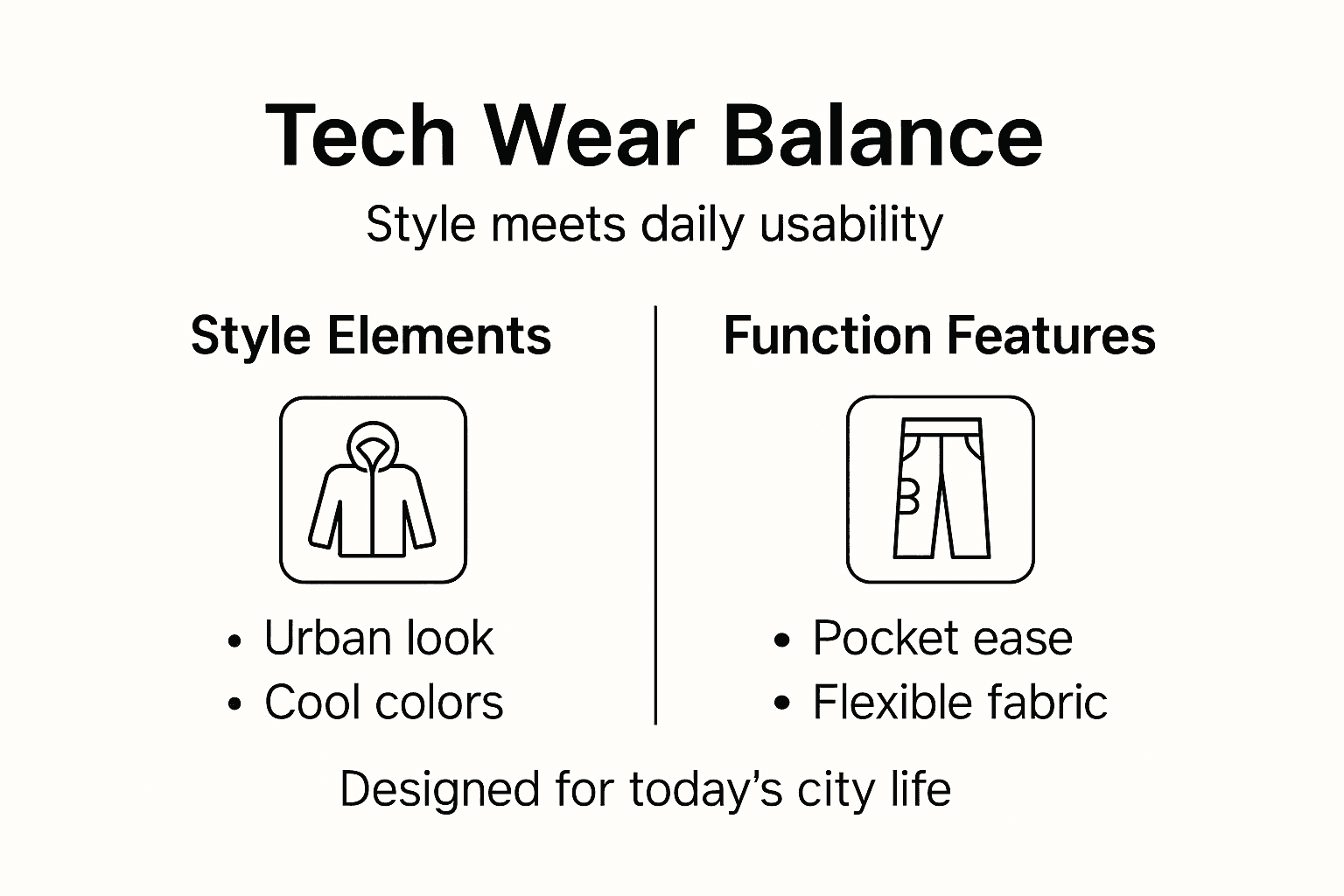 Infographic comparing style and function in tech wear