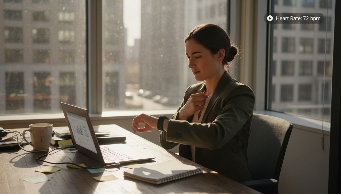 Woman in office wearing smart jacket