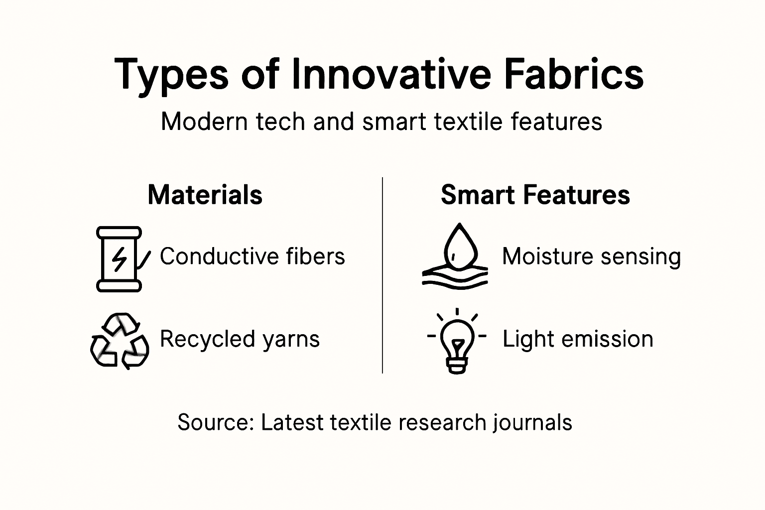 Infographic about innovative textiles and features