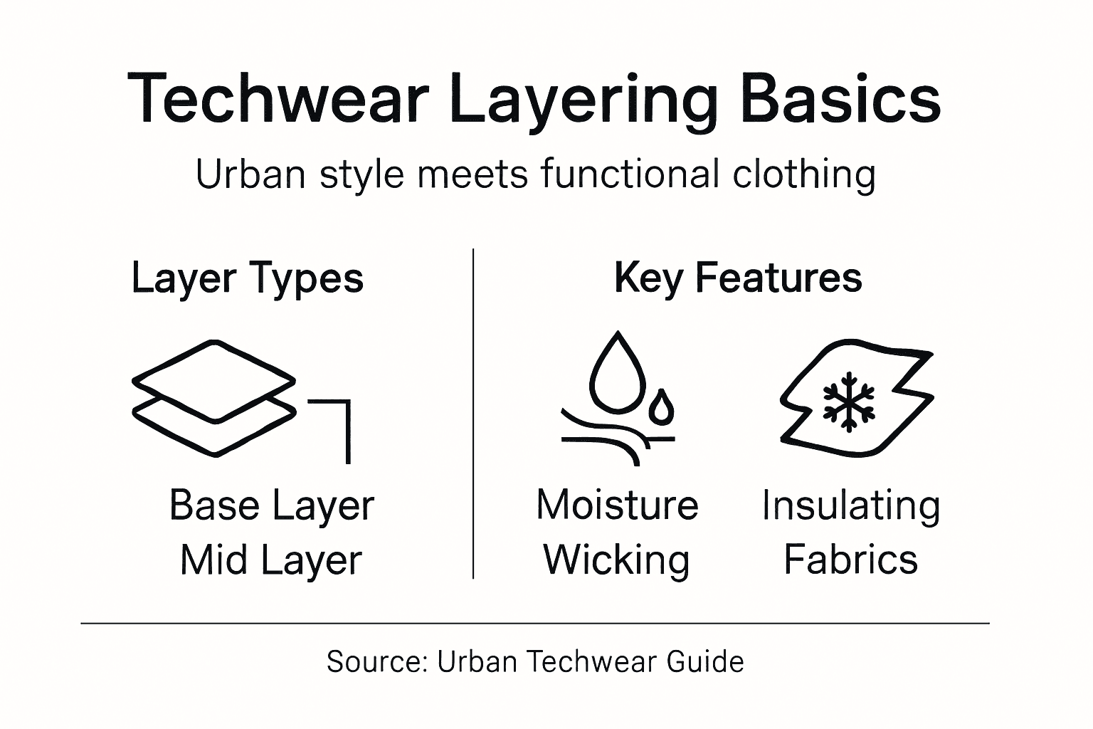 Infographic on techwear layering basics