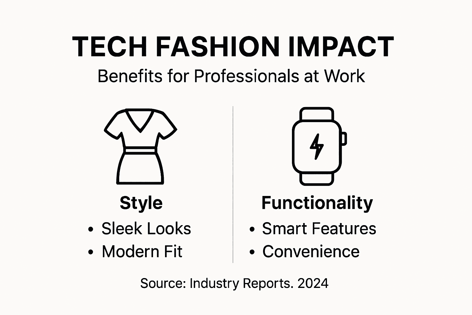 Infographic showing tech fashion benefits for professionals
