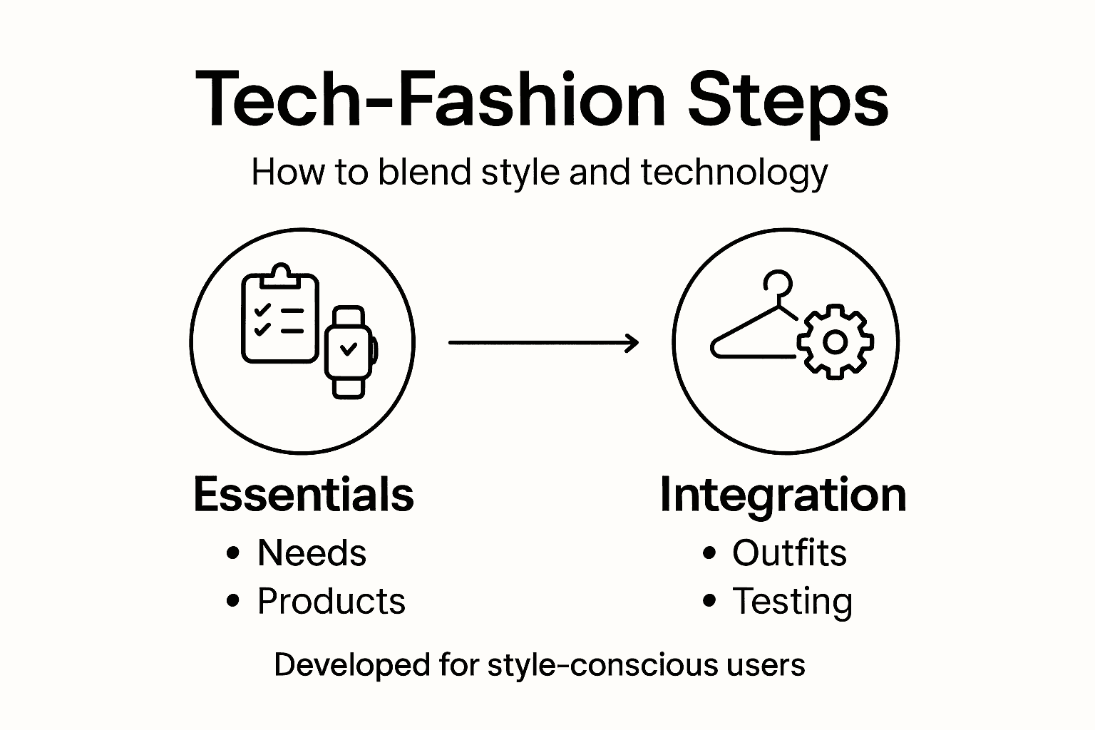 Infographic illustrating steps to tech-enabled fashion