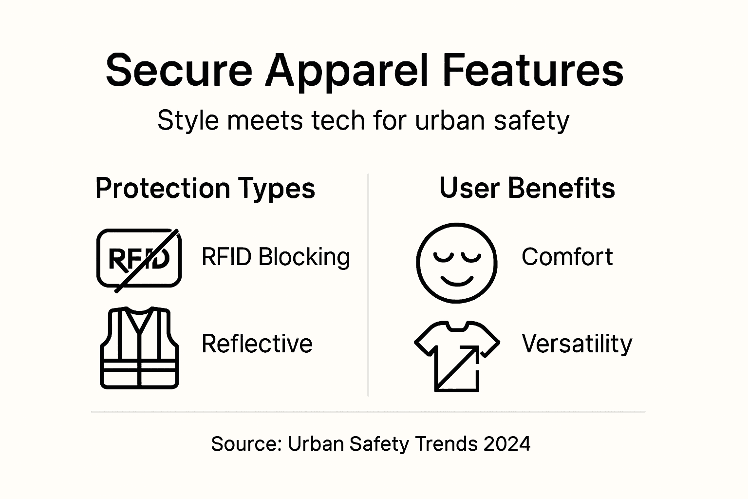 Infographic highlighting secure apparel features