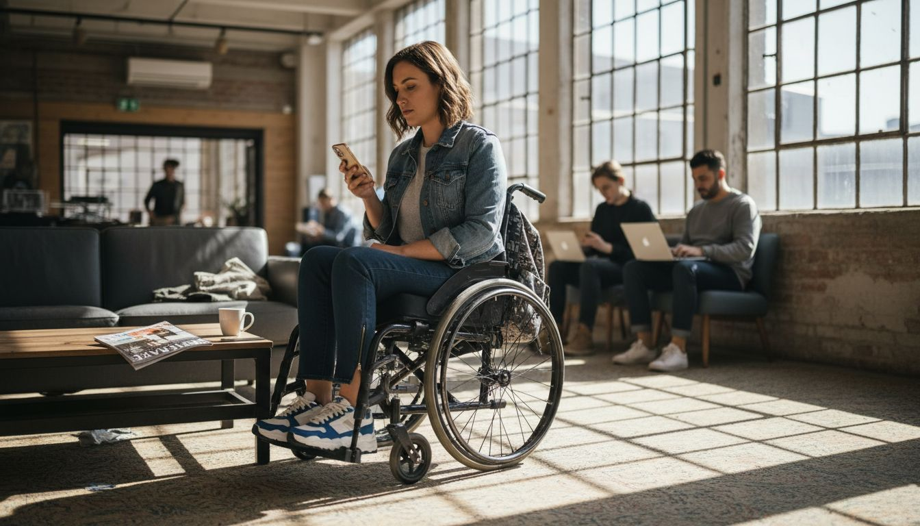 Young woman in adaptive wheelchair fashion