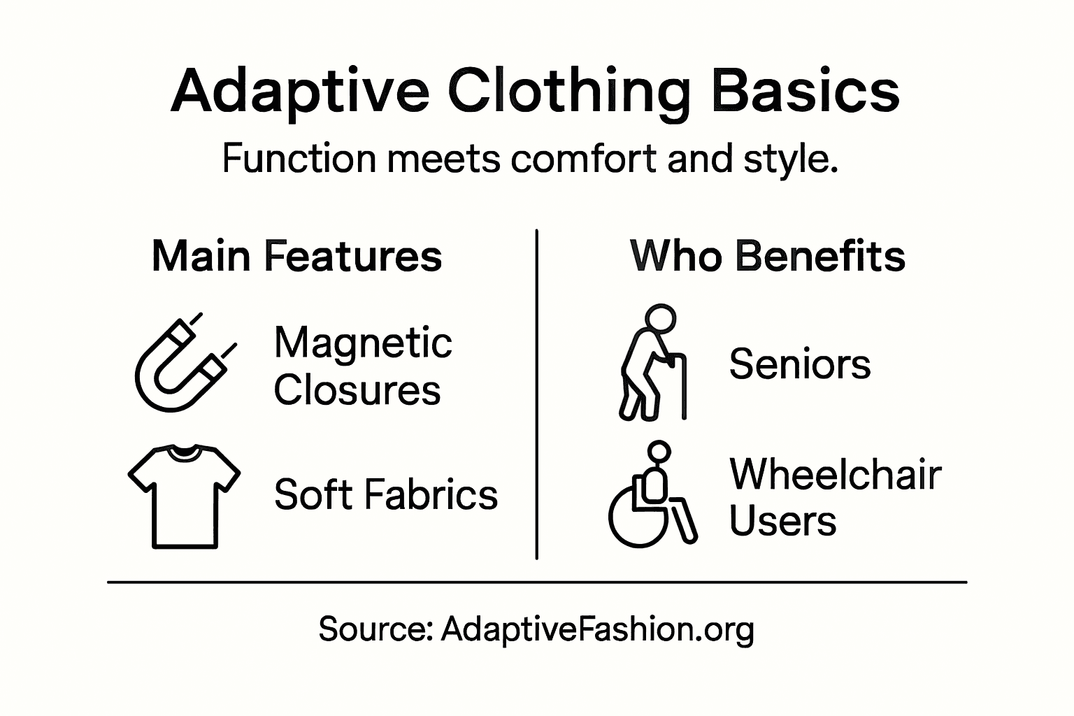 Infographic outlining adaptive clothing features