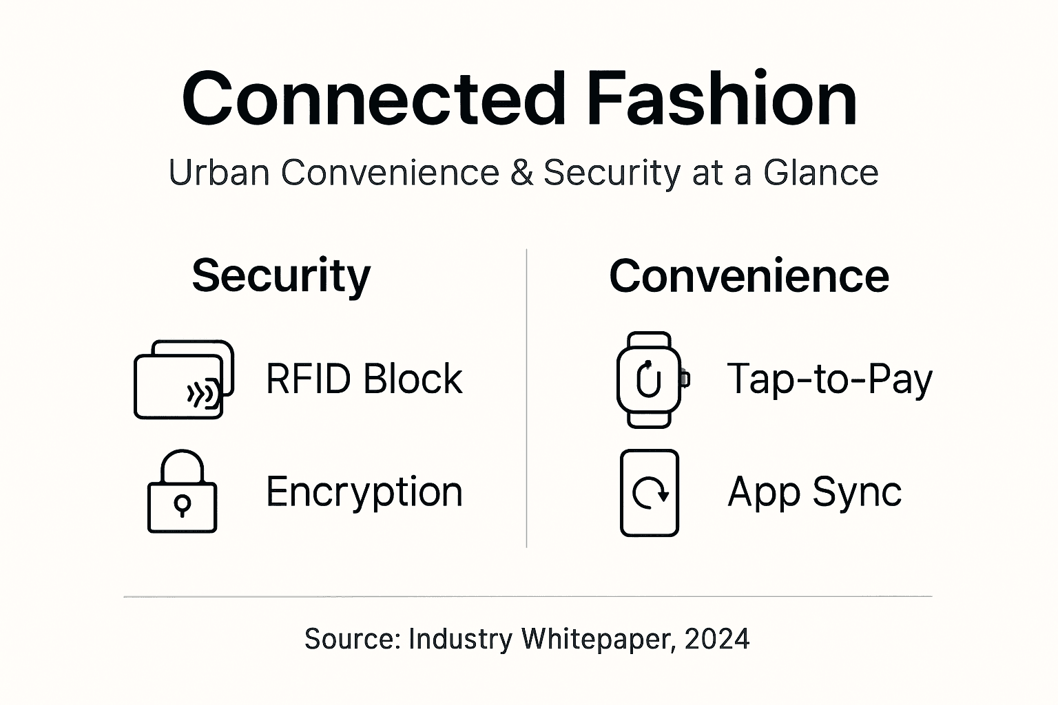 Infographic highlighting urban fashion security and convenience