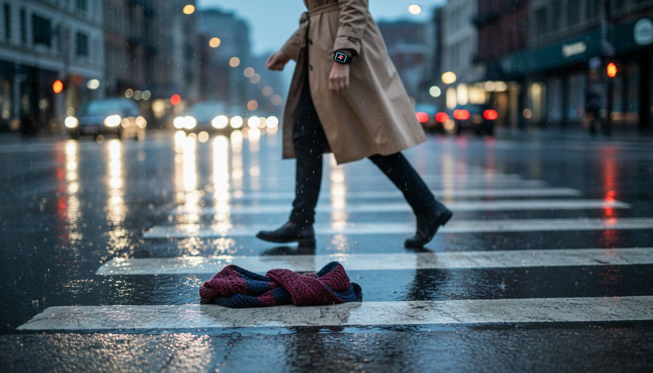 Woman checks alert on wearable security device