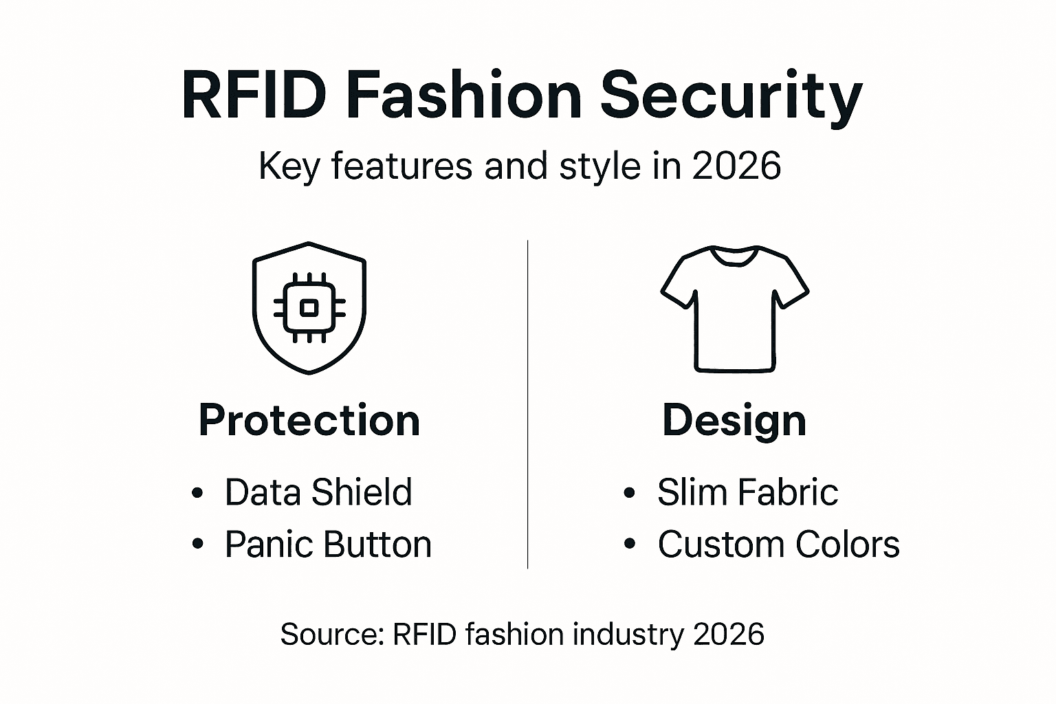 Infographic showing RFID fashion security and style features