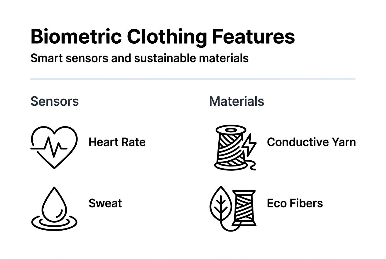Infographic visualizing biometric clothing tech and fabric