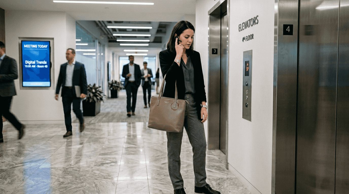 Wearable tech used in corporate hallway