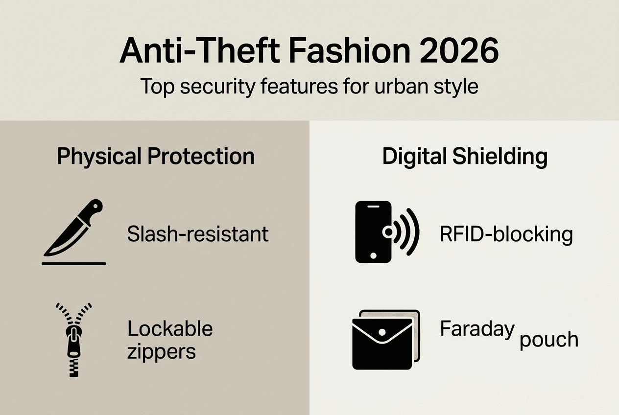 Infographic of anti-theft fashion security features