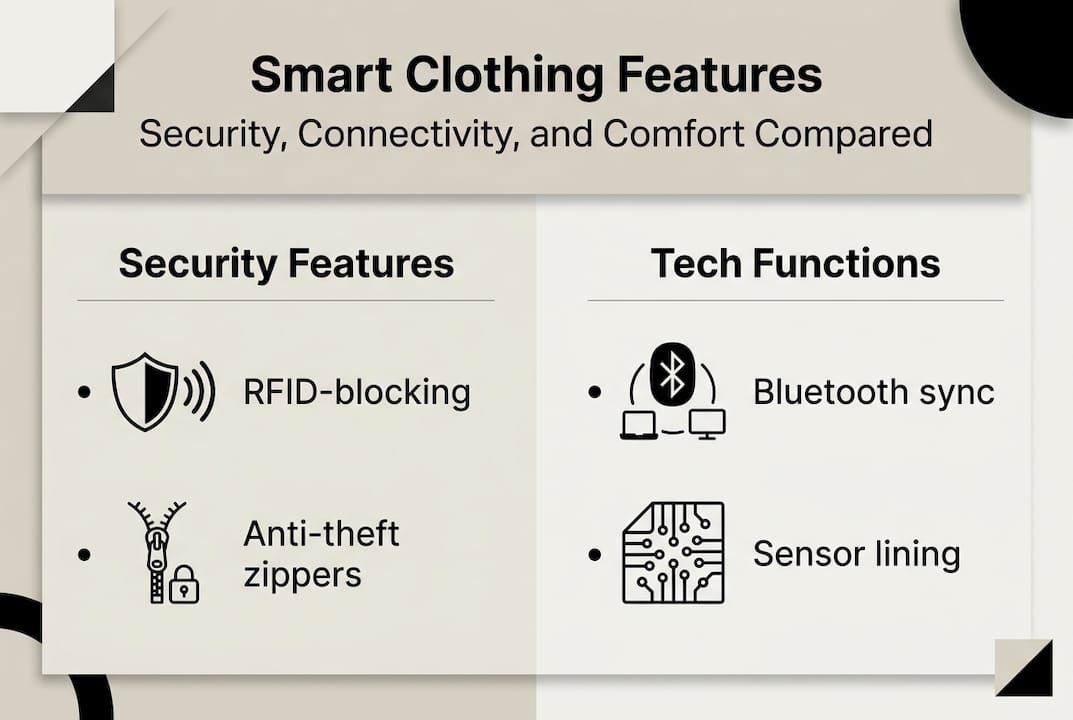 Infographic comparing clothing tech features