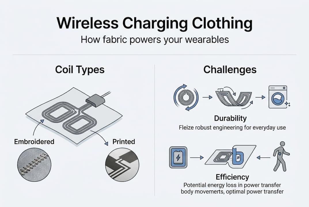 Infographic showing wireless charging clothing basics