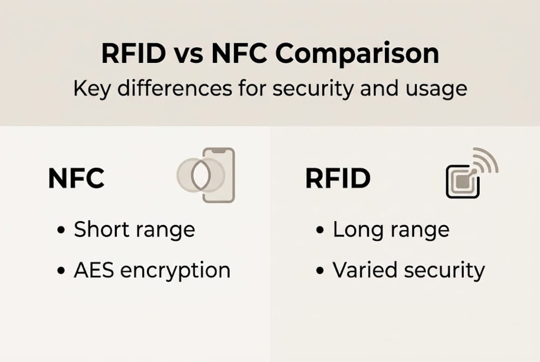 Infographic comparing RFID and NFC features