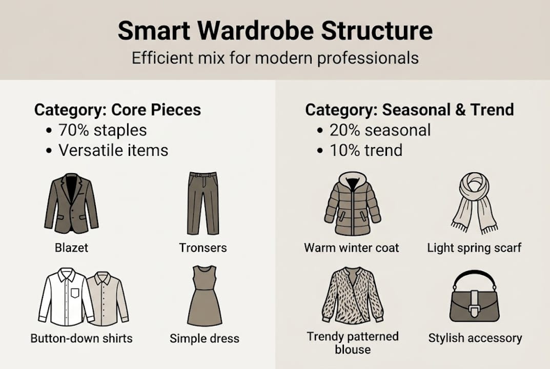 Infographic on efficient wardrobe structure for pros