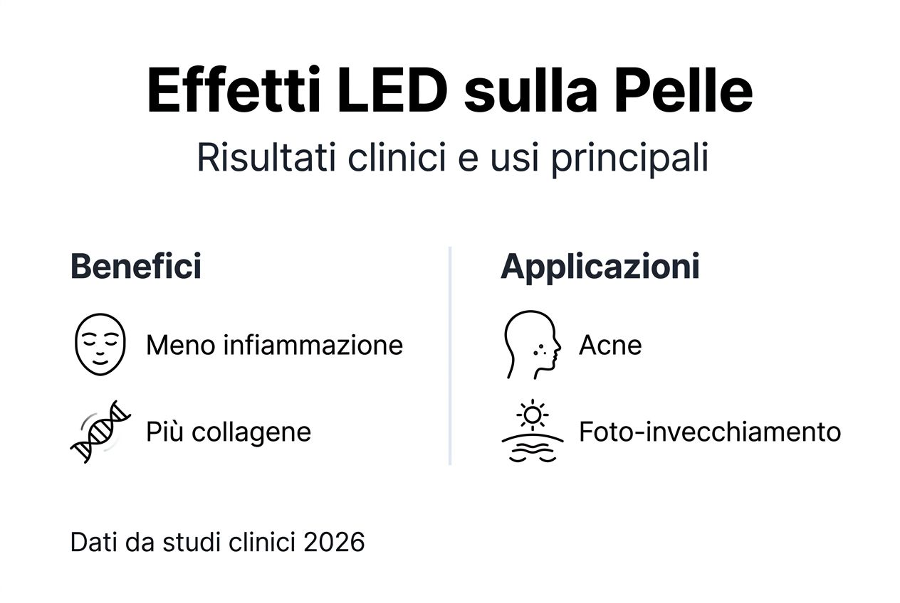 Scopri in questa infografica quali sono i principali benefici della terapia LED e come può migliorare il tuo benessere.