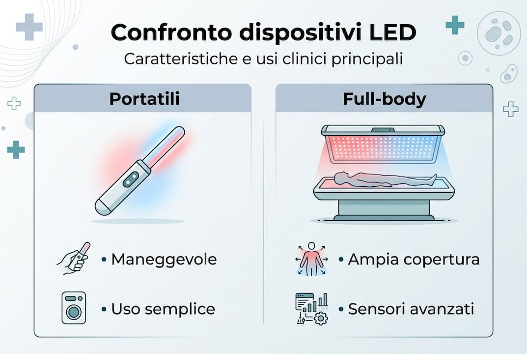 Infografica: le diverse tipologie di dispositivi LED utilizzati in ambito medico