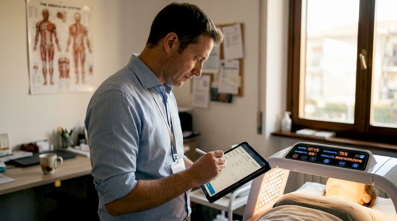 L’operatore verifica i parametri di sicurezza direttamente dal tablet.