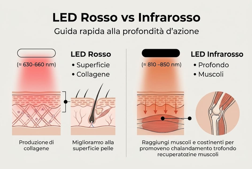Tabella comparativa tra LED rossi e LED a infrarossi