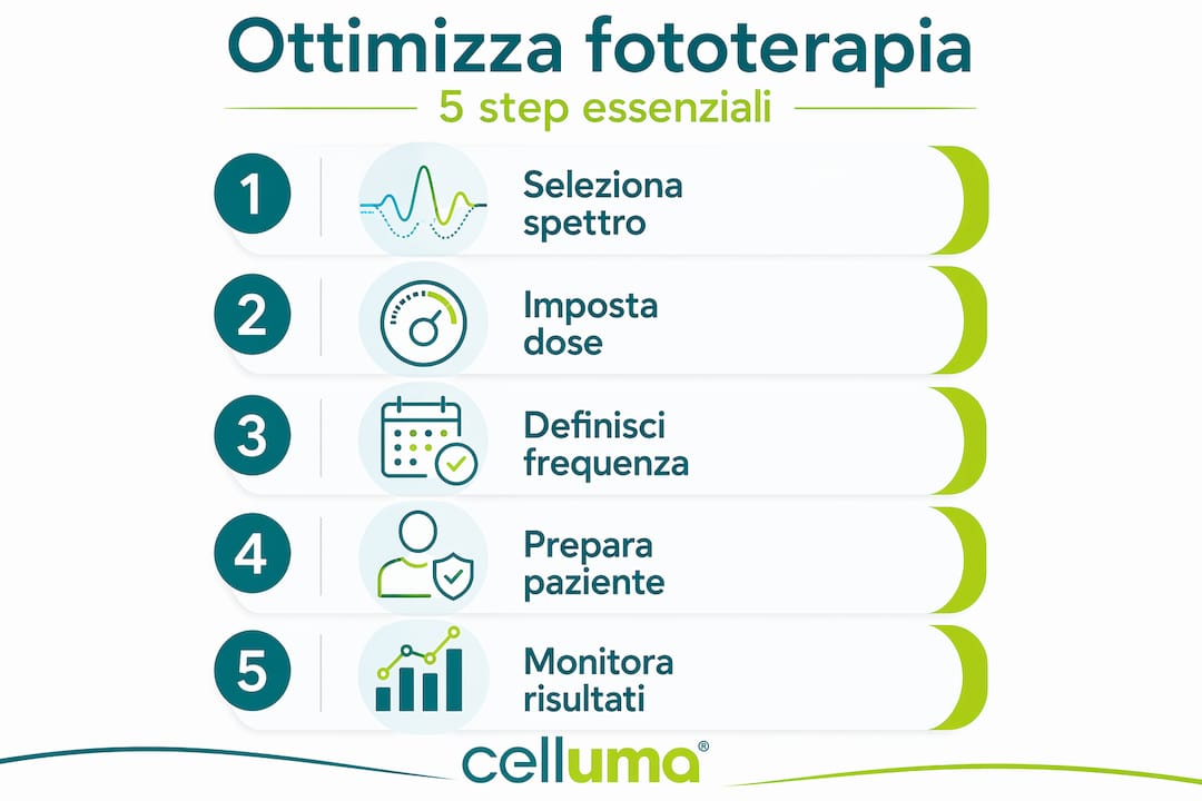 Infografica: 5 passaggi fondamentali per ottimizzare i protocolli di fototerapia