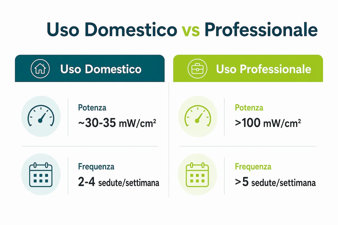 Infografica comparativa sulle caratteristiche tecniche dei dispositivi per fototerapia