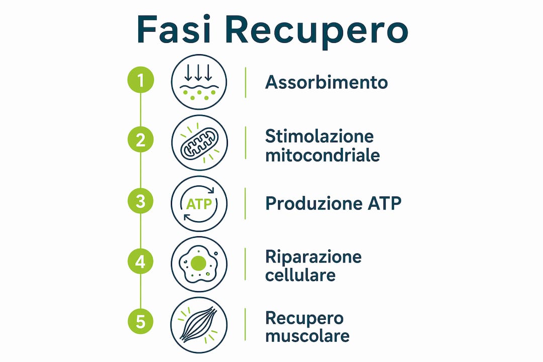 Infografica che illustra le diverse fasi del recupero attraverso la fototerapia