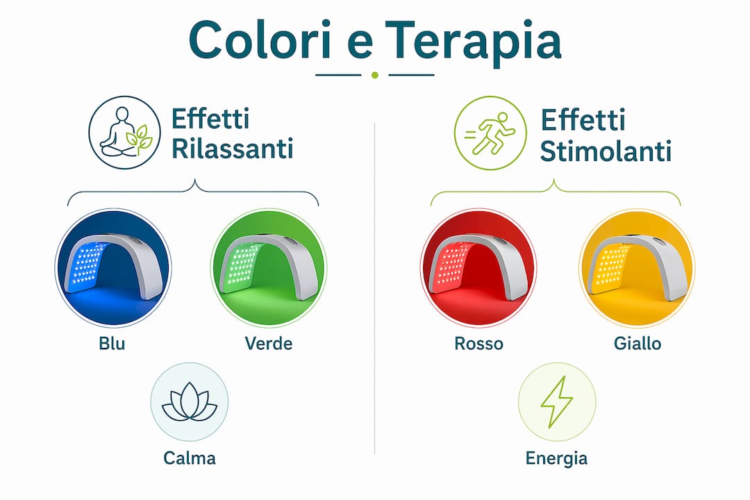 Tabella illustrativa sui benefici terapeutici dei colori