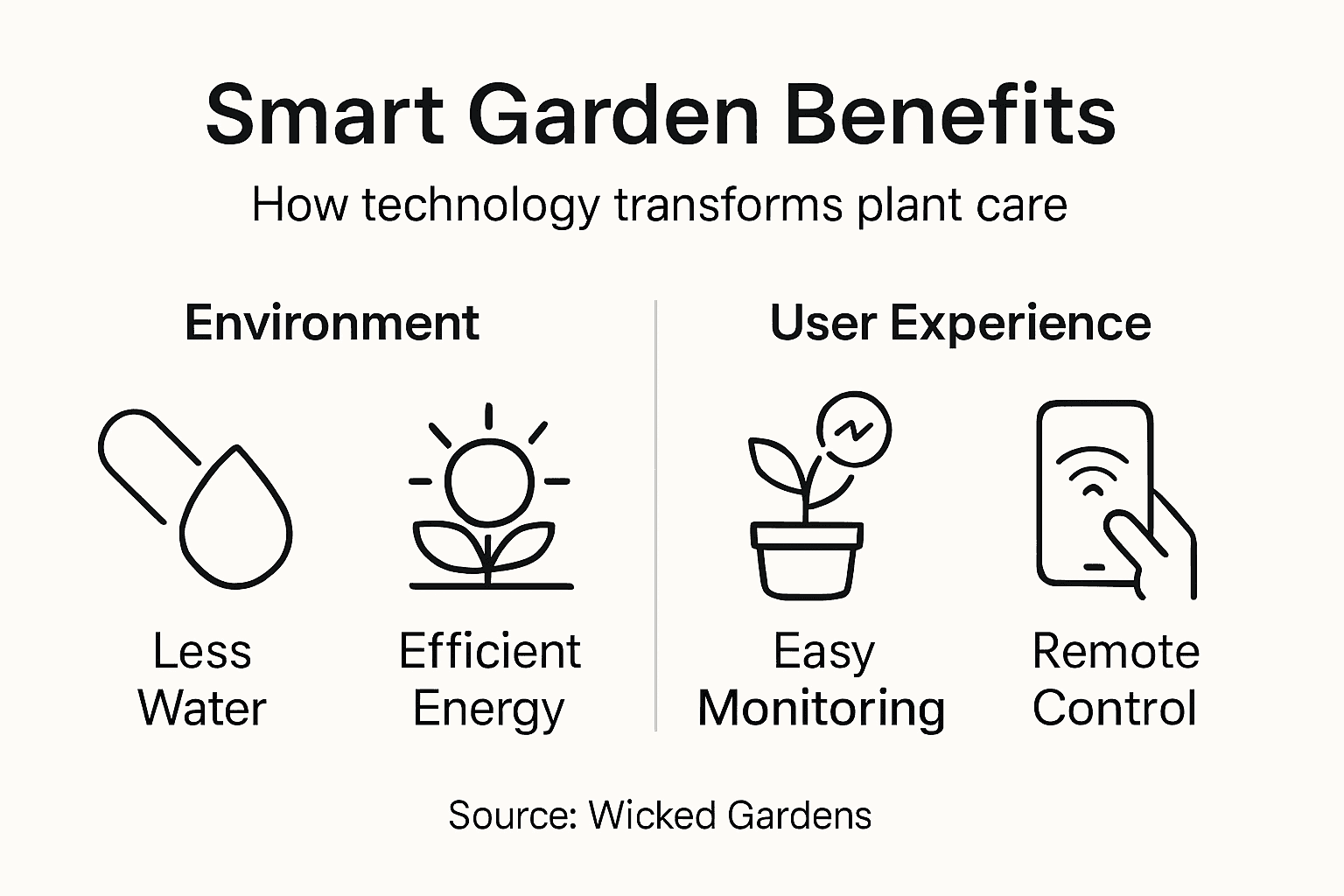 Infographic with benefits of smart gardens