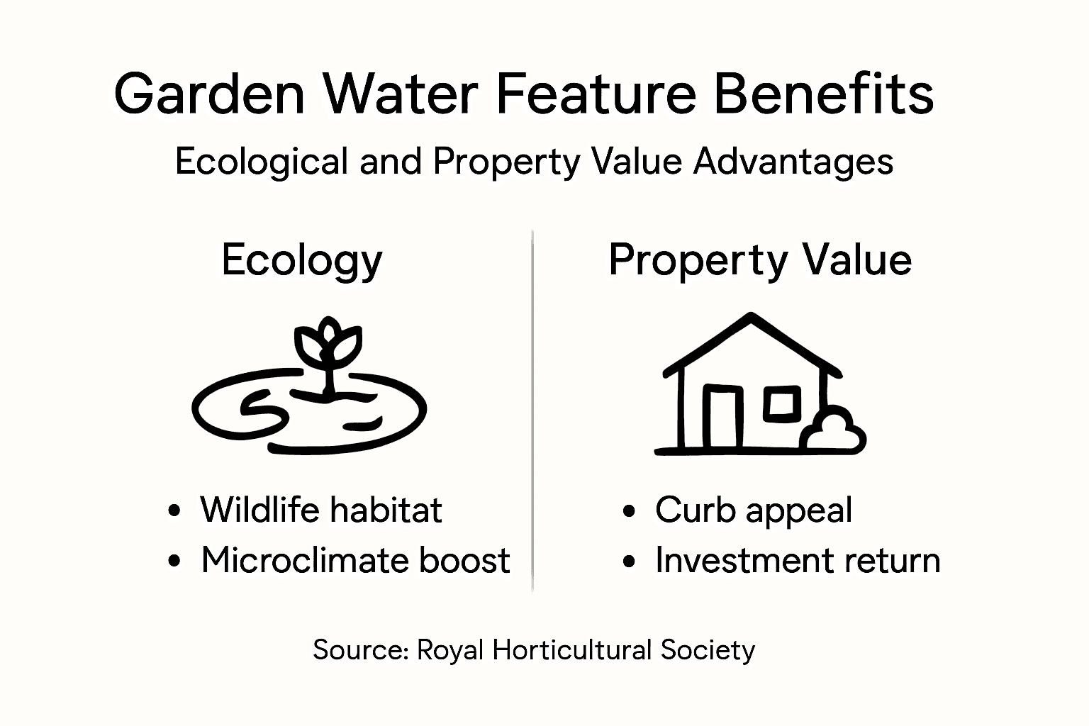 Infographic showing garden water feature advantages