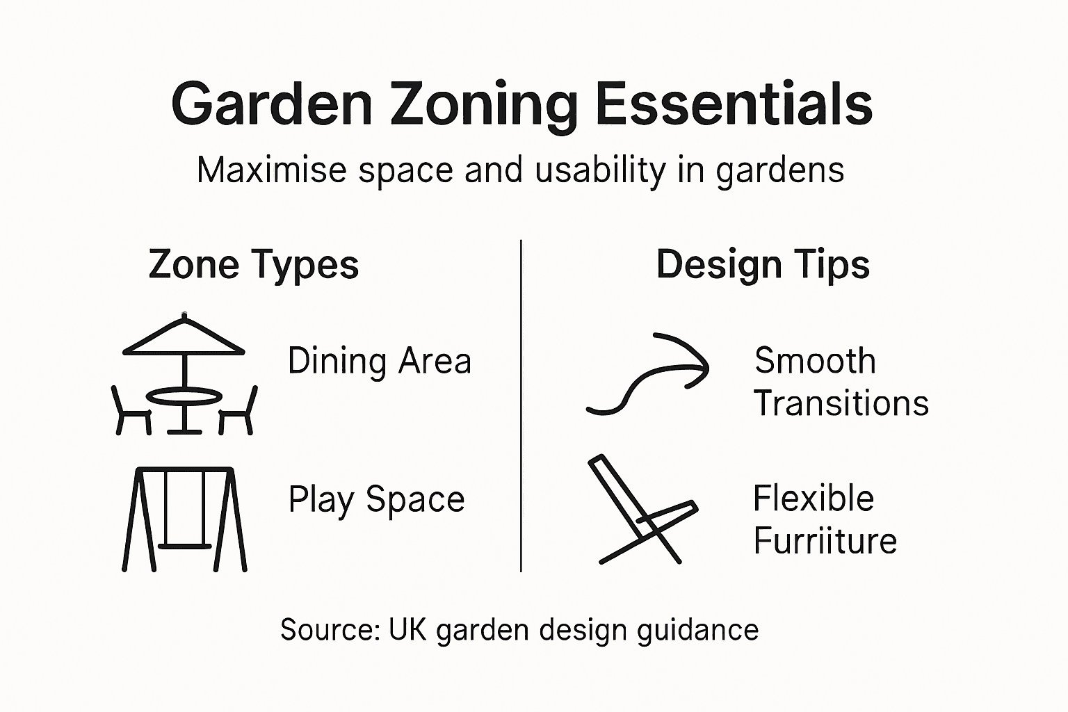 Infographic showing garden zoning essentials