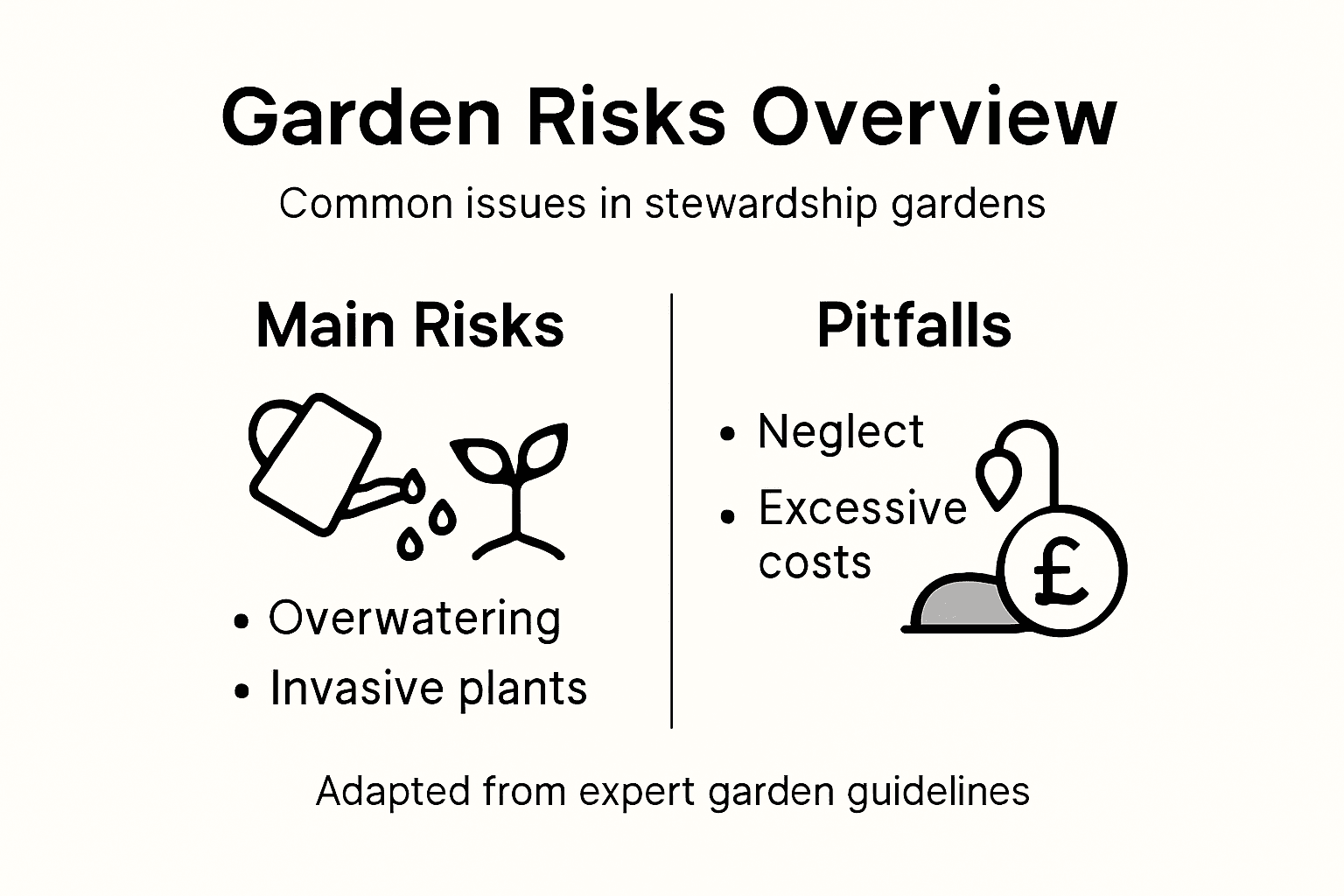 Infographic showing garden stewardship risks and pitfalls
