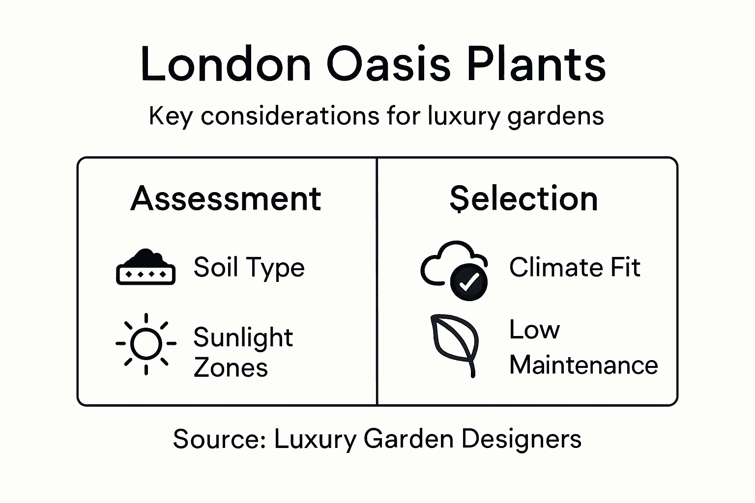 Infographic showing London oasis plant selection tips