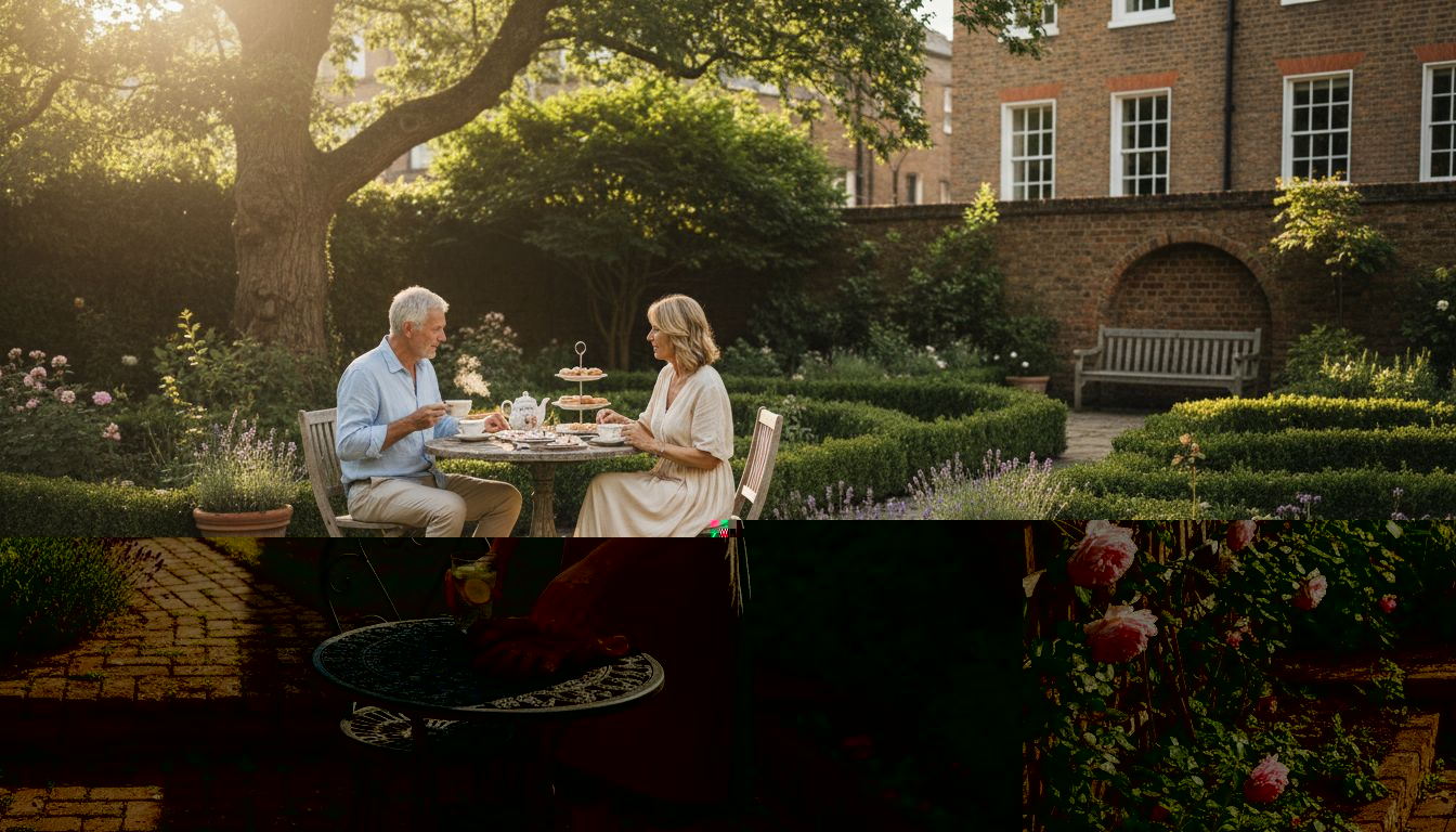 Staged narrow terraced London garden zones