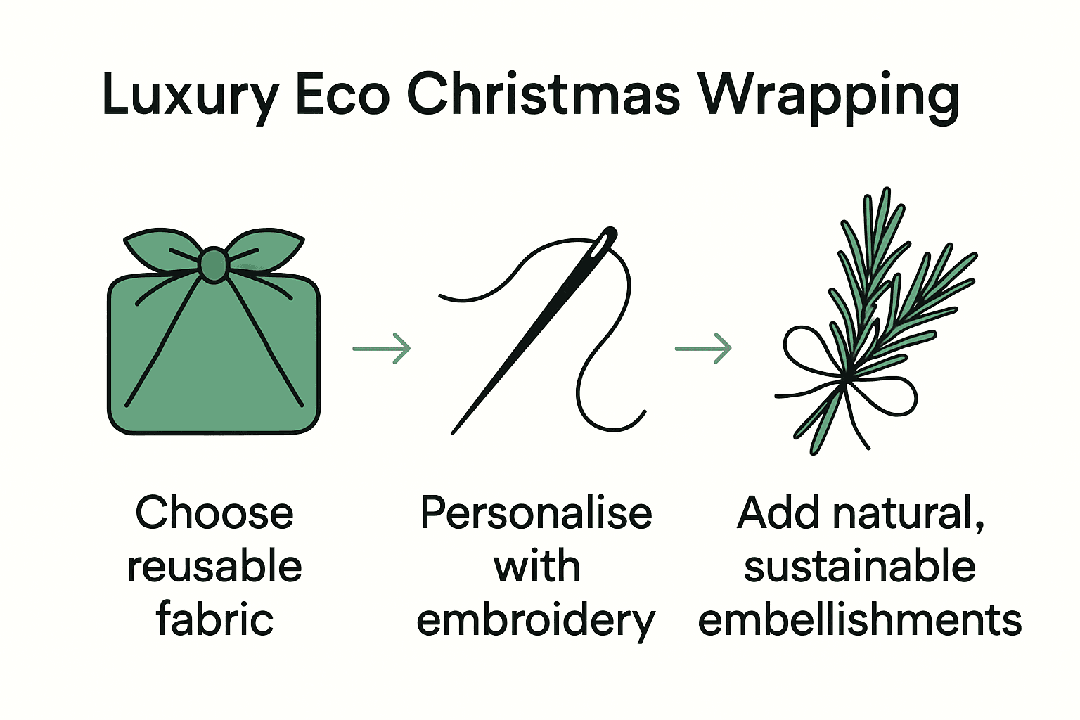 Infographic showing three-step process for luxury eco Christmas wrapping