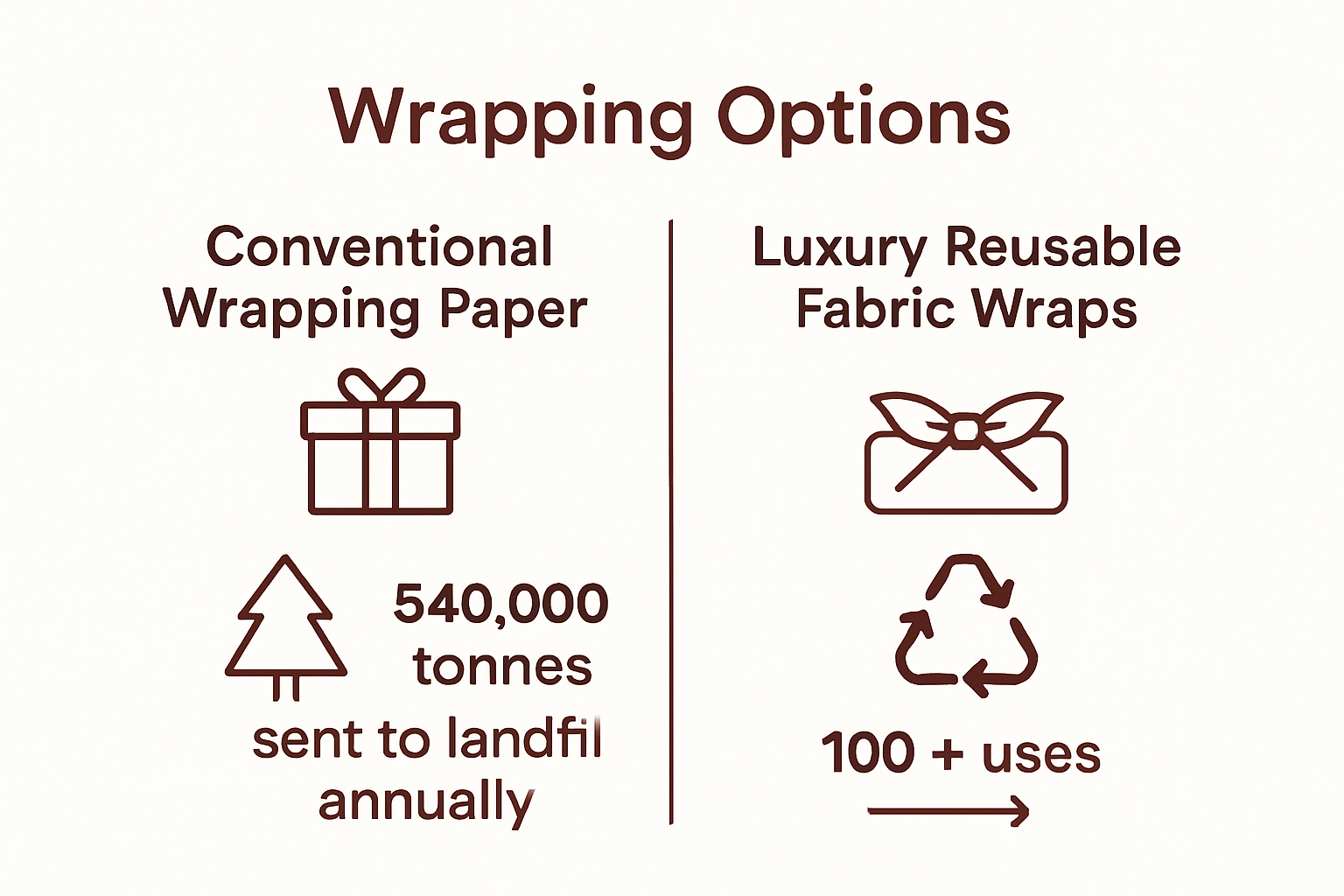 Infographic comparing eco impact of gift wraps