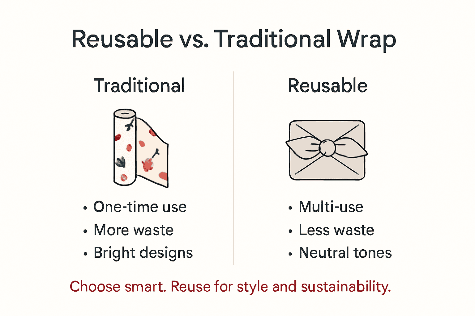 Infographic showing eco vs traditional gift wrap