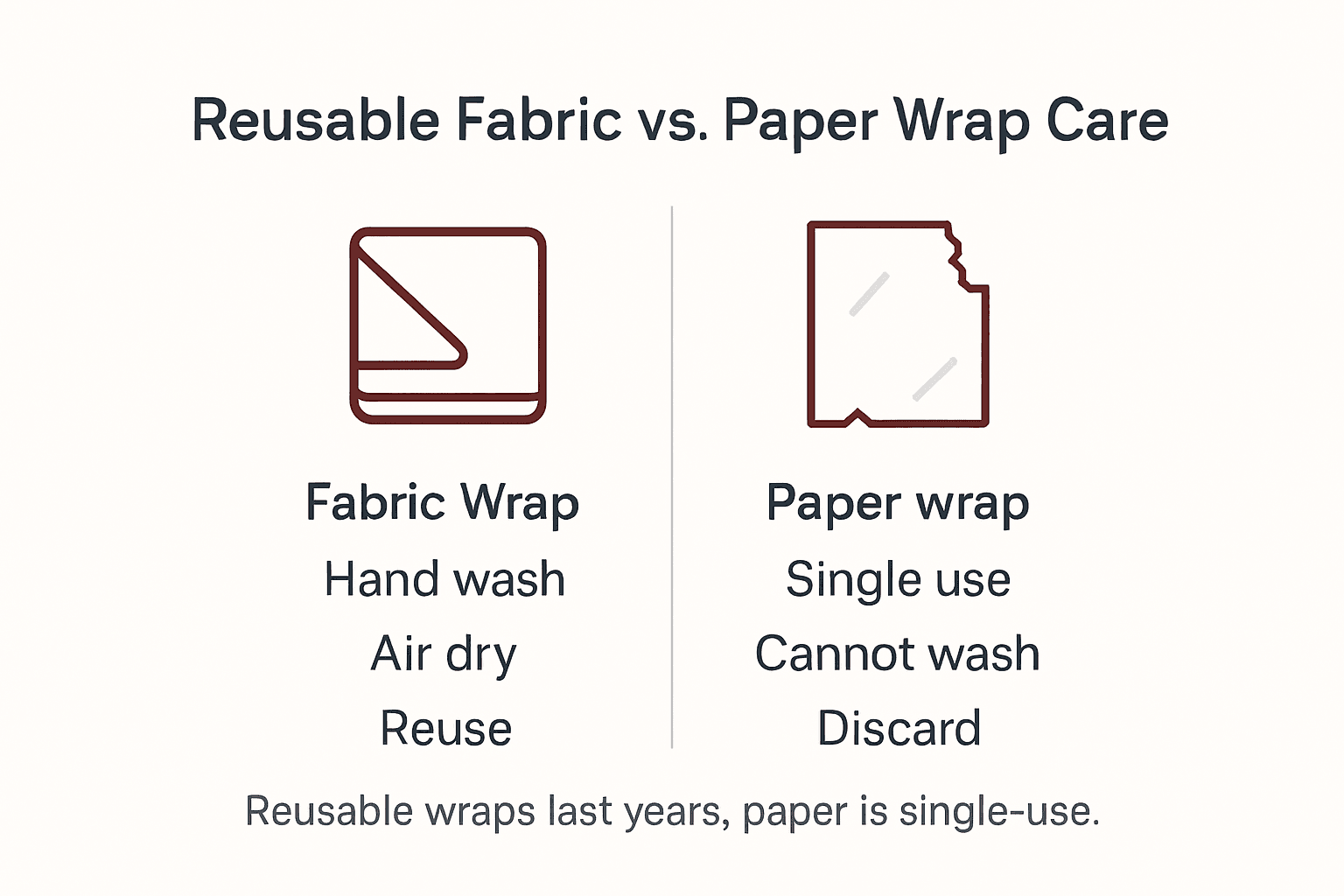 Infographic fabric wrap and paper care
