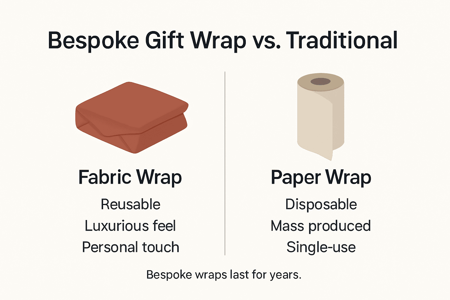 Infographic comparing bespoke and traditional wrapping