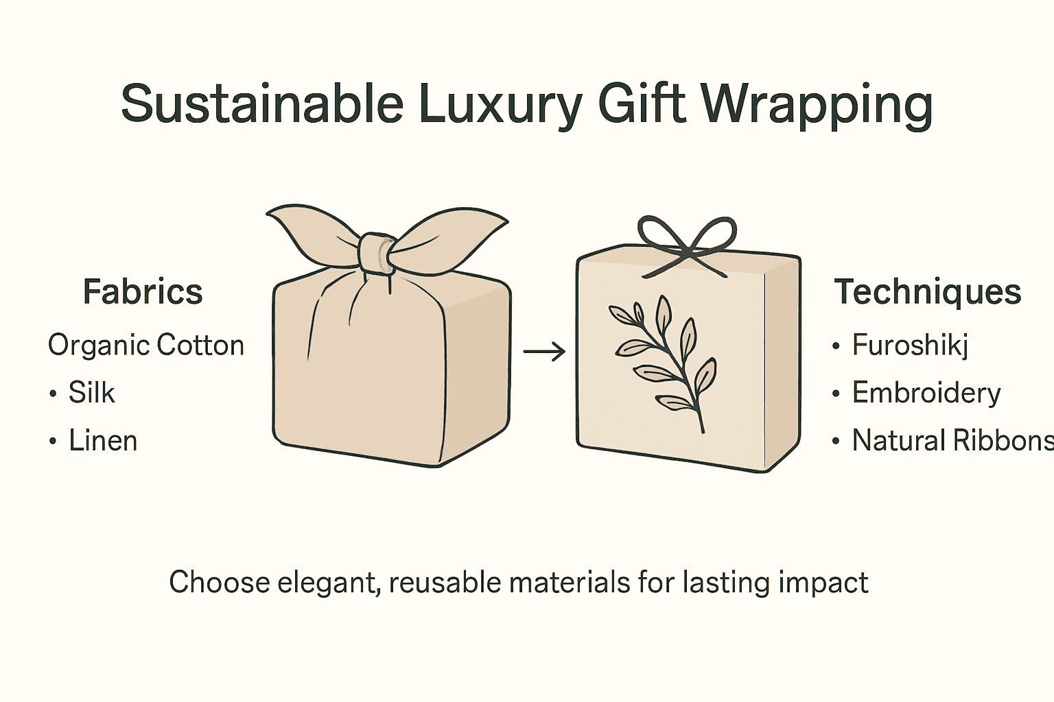 Infographic on sustainable luxury gift wrapping steps