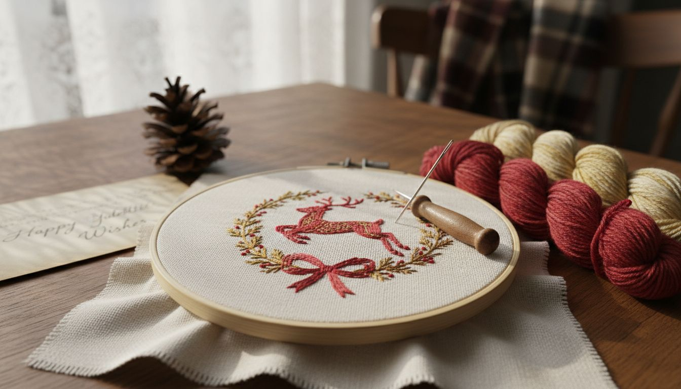 Close-up embroidered festive fabric wrap