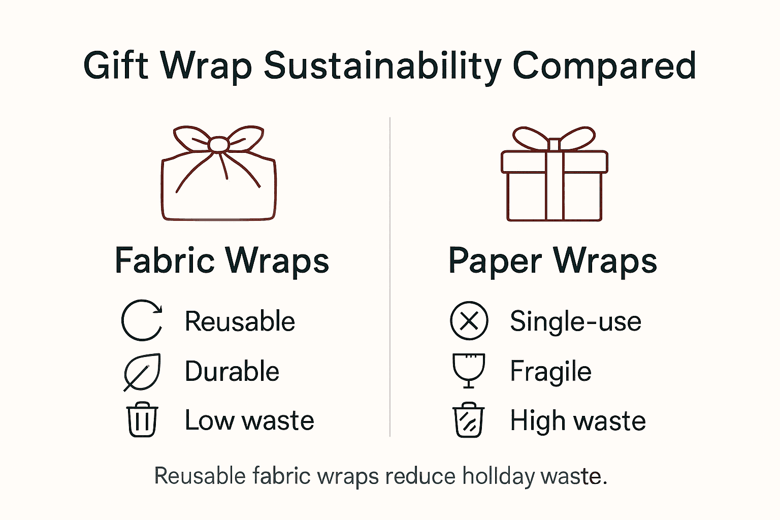 Infographic comparison fabric and paper gift wraps